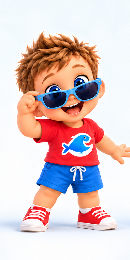 Ahi pulling down his light blue brave glasses